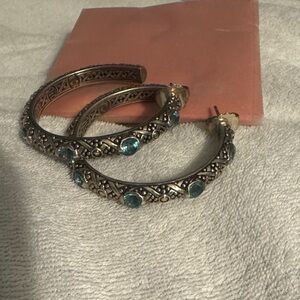 John Hardy silver and blue Gemstone Earrings